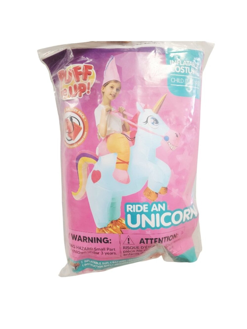Ride An Unicorn Inflatable Costume For Kids Ages 7-10 Battery Pack